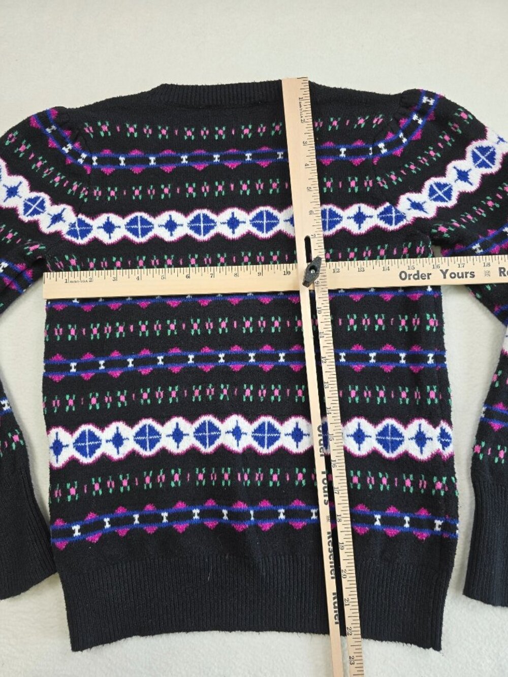 Loft XS Black Fair Isle Sweater Knit - Picture 5 of 5